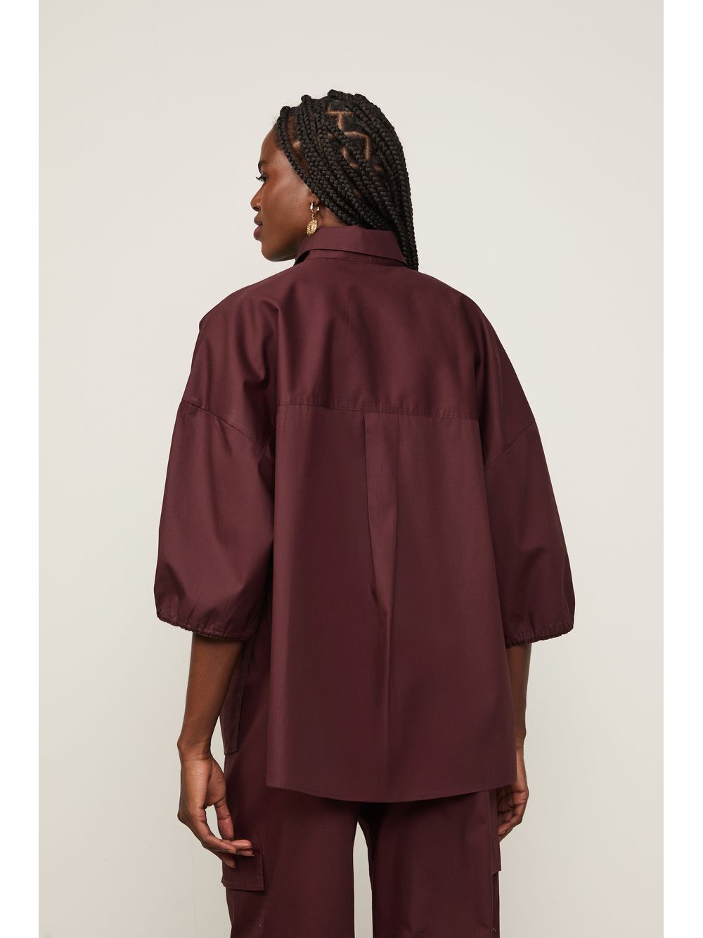 Animale — Camisa De Algodão Detalhe Stoppers Marrom Boho