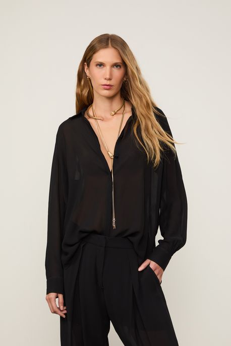 Camisa Manga Longa Preto Preto - 36