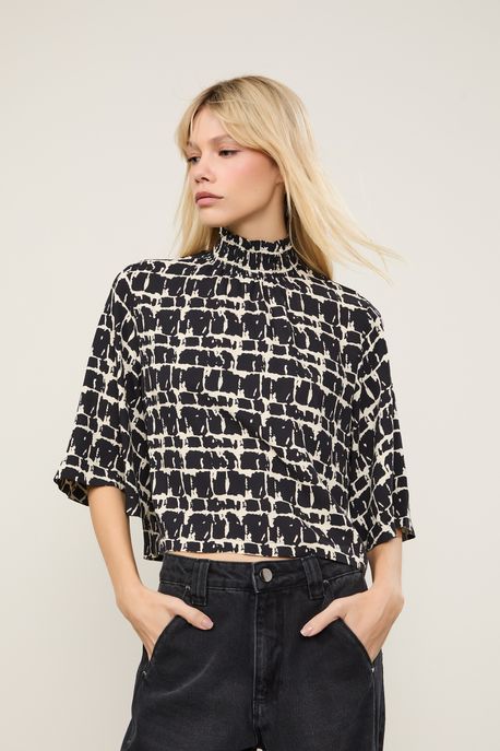 T-Shirt Gola Lastex Xadrez Est Textura Xadrez Preto e Off - 34