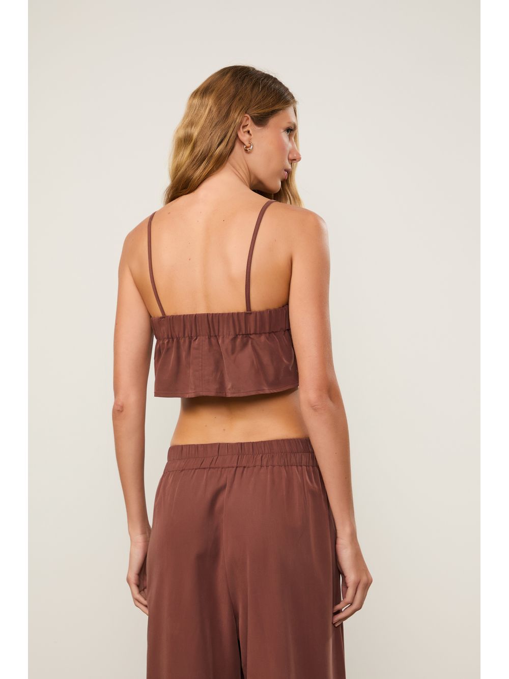 Animale — Top Utilitário Decote Reto Marrom Choco