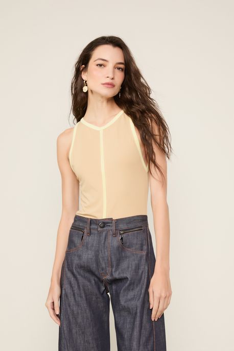 Regata Vivos Colors Bege e Amarelo Bege/ Amarelo Lua - GG