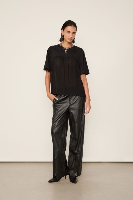 Blusa Manga Curta Mix Ggt Preto - M
