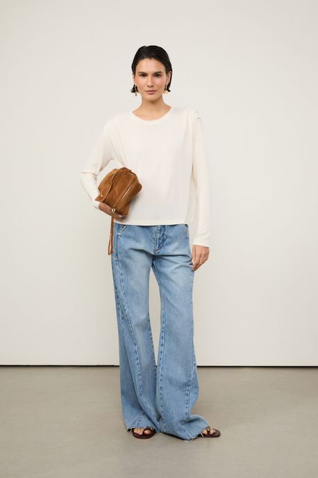 Blusa Pregas Ombro Off Off White - PP