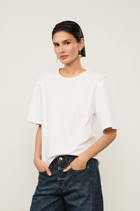 T-Shirt Babado Manga Off Off White - P