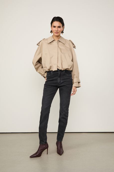 Calca Jeans Skinny Basic High Jeans Black Escuro - 40