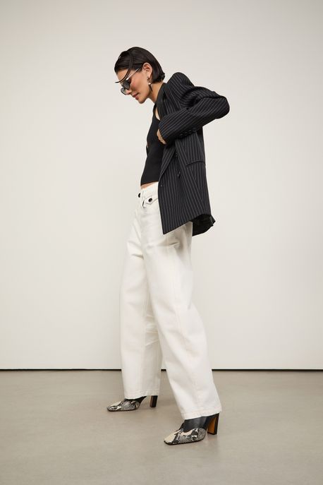 Calça Jeans Cintura Aleta White Jeans Claro - 42