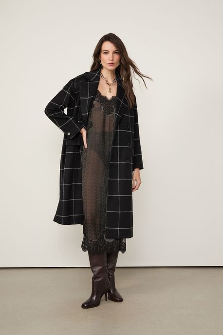 Vestido De Georgette Leve Midi Com Renda Estampado Est Textura Keys Color - 34