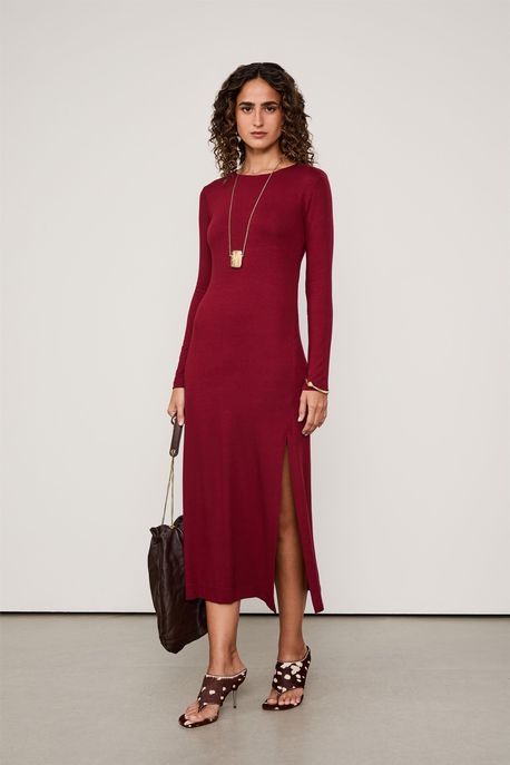 Vestido Malha Fenda Vermelho Wing - G