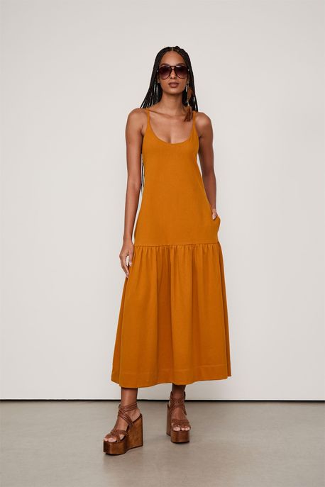 Vestido Malha Serena Laranja Veludo - P