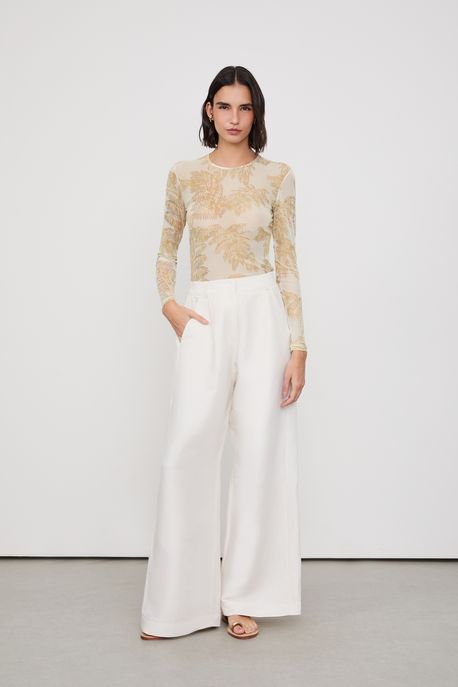Calça Perna Ampla Basic Off Off White - 44