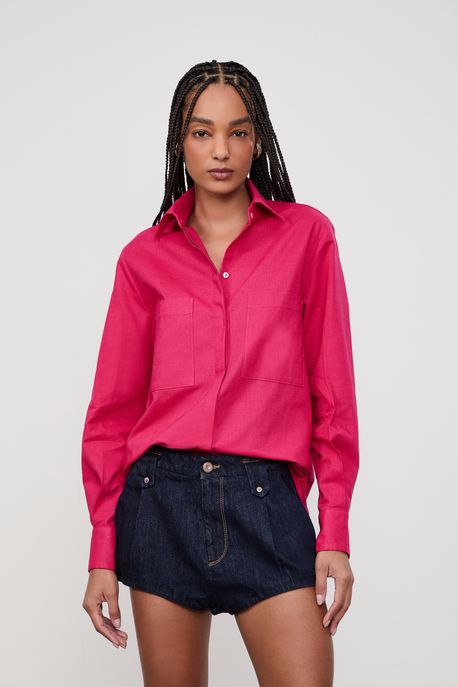 Camisa Over Bolsos Marsala - 34