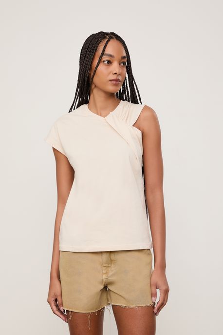 Blusa Malha Torcido Frente Cinza Medio - M