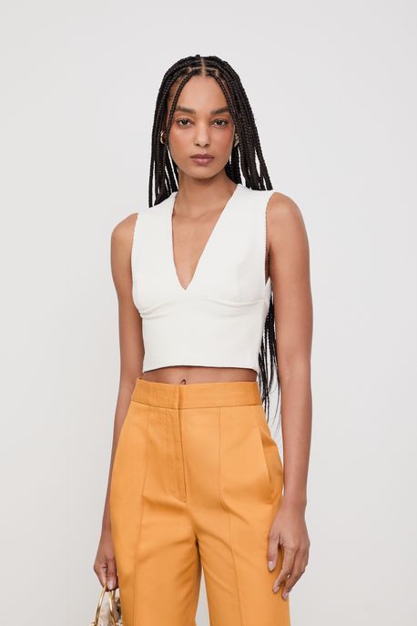 Blusa Barra Dupla Textura Off White - P