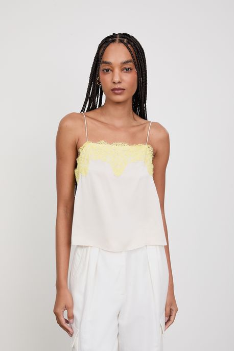Top Tereza Decote Reto Colors Bege Whitecap - 36