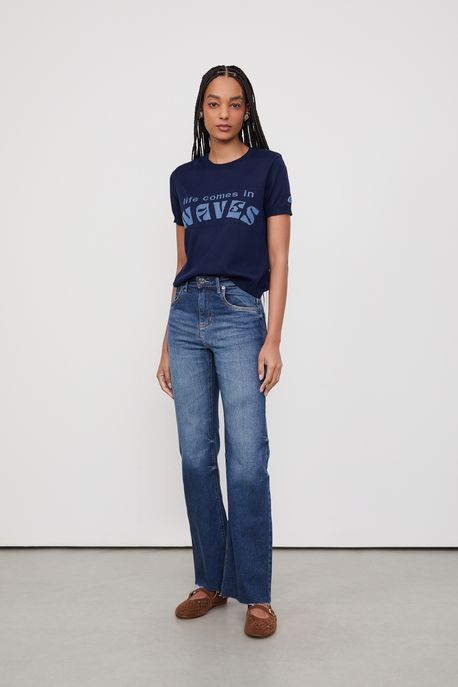 Calça Jeans Boot Vintage Barra a Fio Jeans Medio - 46