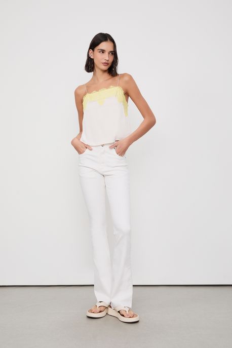 Calça Sarja Boot Basic Midi Off White - 36