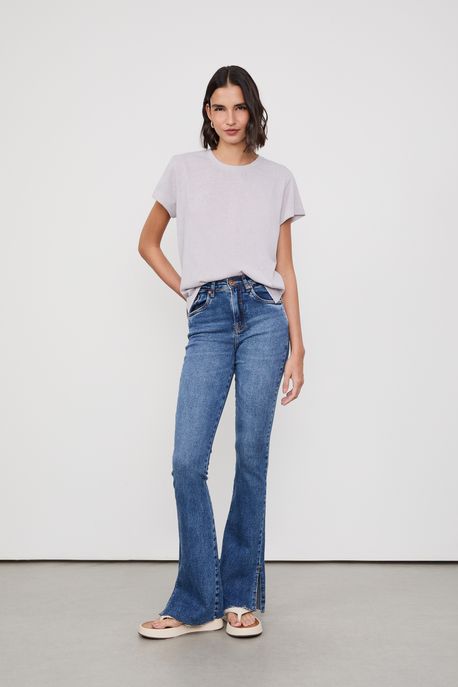 Calça Jeans Boot Basic Midi Fenda Jeans Escuro - 46