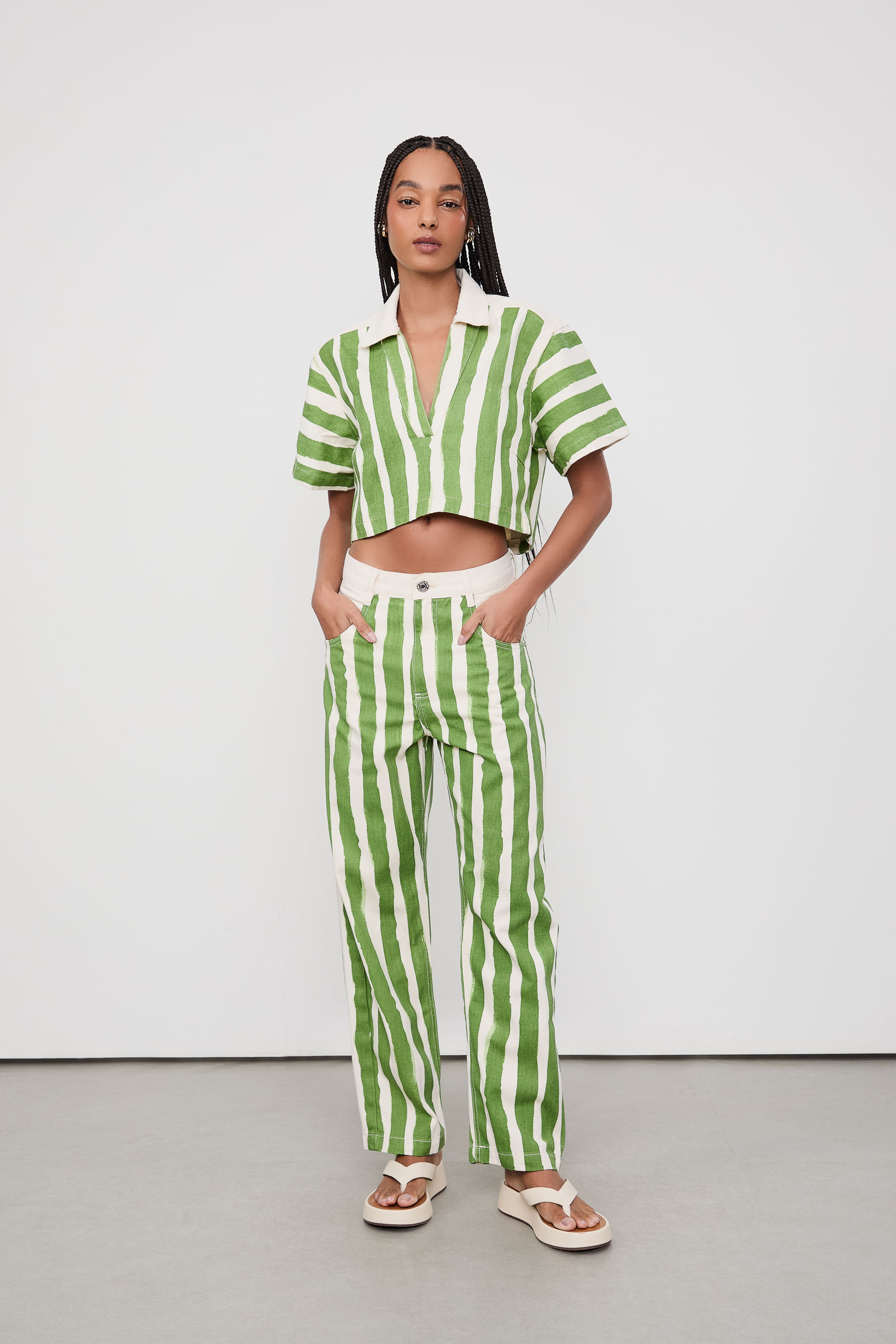 Calça Sarja Nipper  Estampa Listras