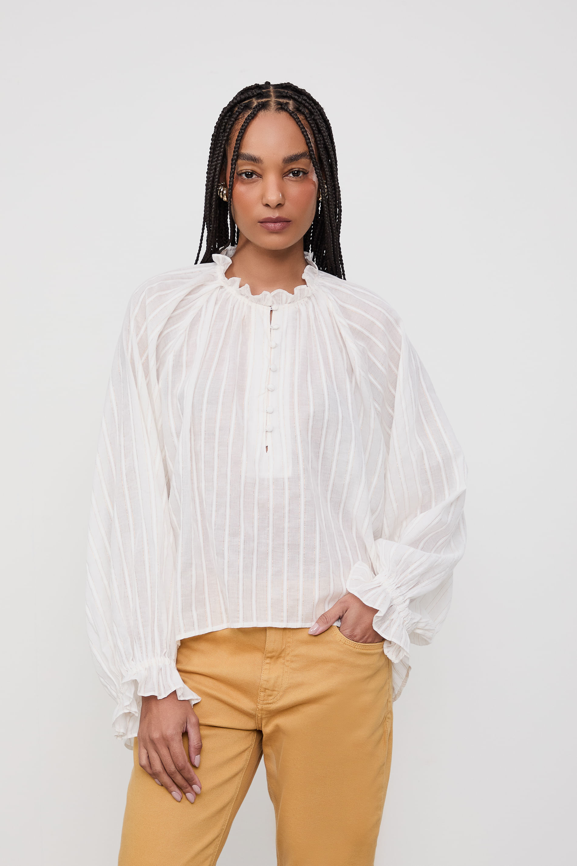 Camisa De Voil Com Lurex