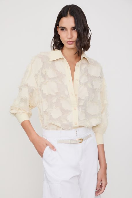 Camisa Over Fiore Bege Sal - G