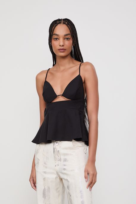 Blusa Alca Abertura Frontal Preto - GG