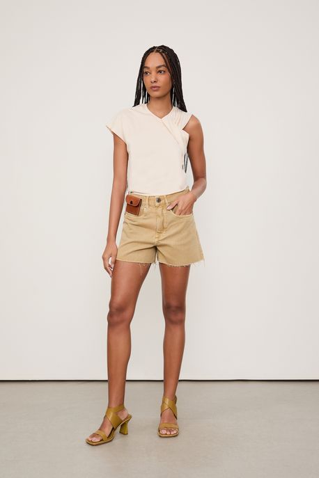 Bermuda Sarja Basic Bolso Removivel Cinza Oliva - 44
