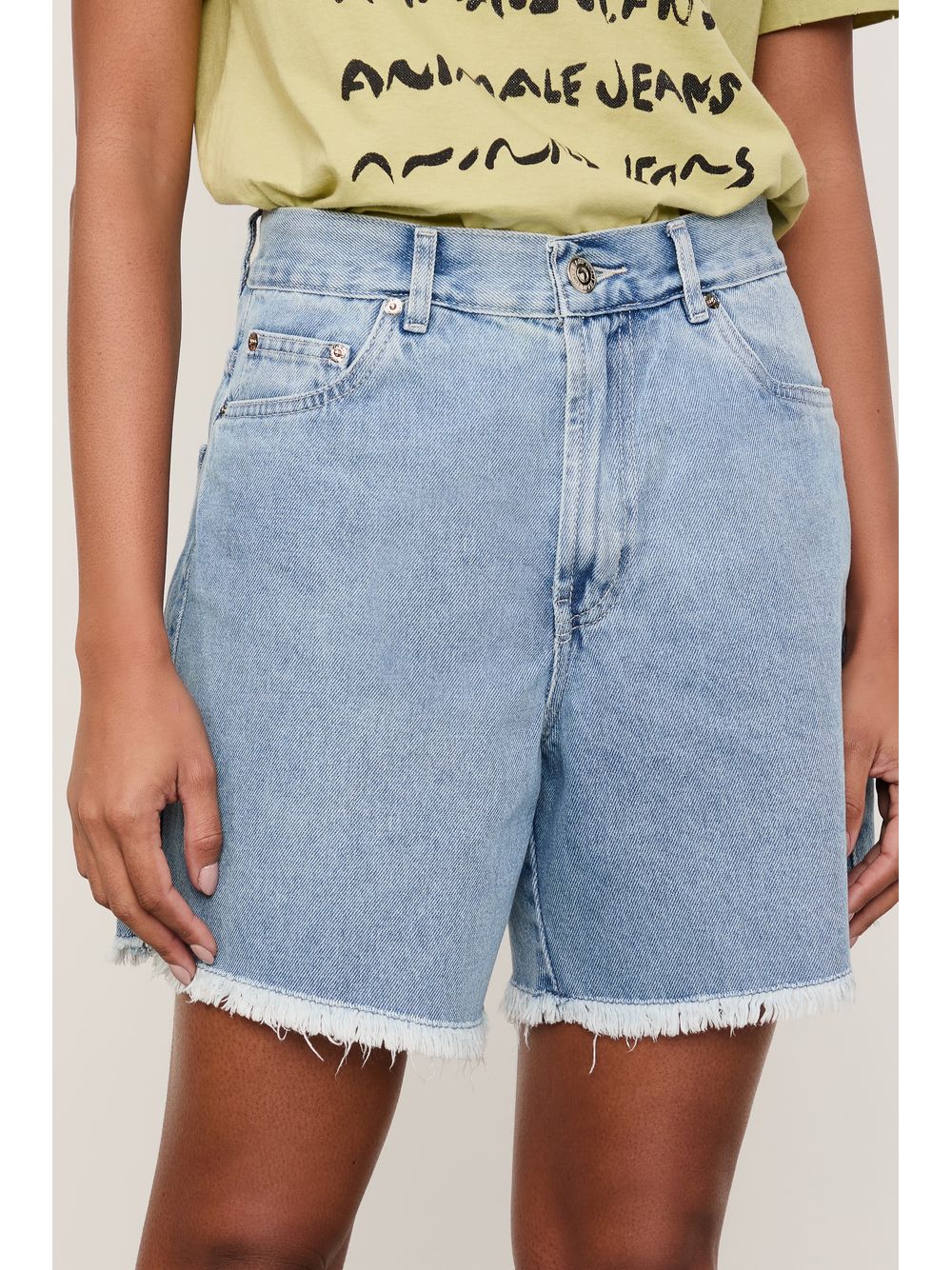 Animale — Bermuda Jeans Trapezio Bordado Buzios