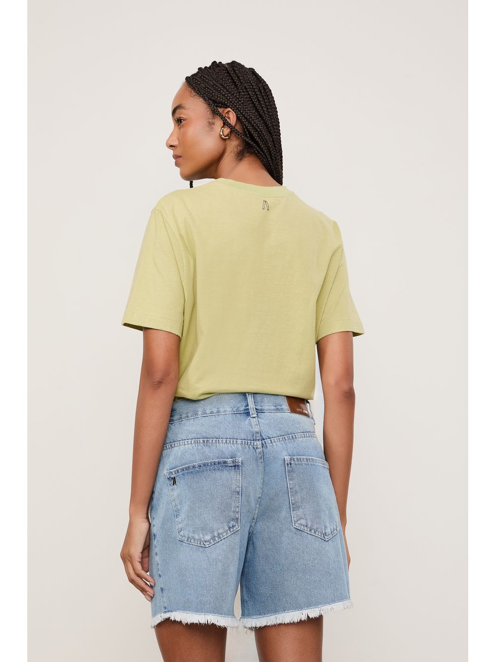 Animale — Bermuda Jeans Trapezio Bordado Buzios