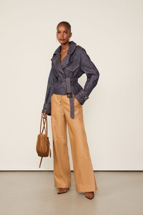 Trenchcoat Jeans Raw Curto Jeans Escuro - G