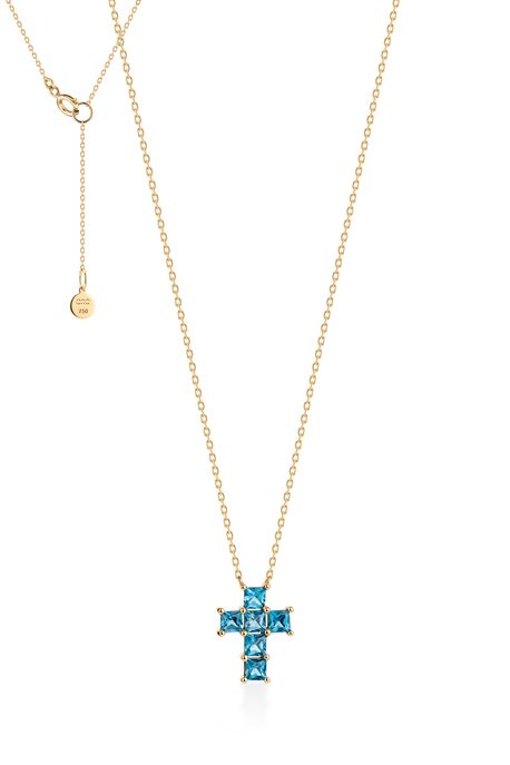Colar Cross Gem Ouro Amarelo - U