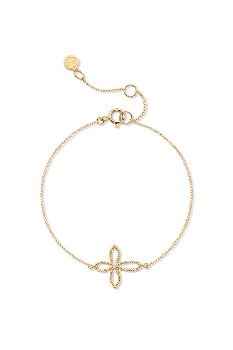 Pulseira Cross Bolinhas Ouro Amarelo - U