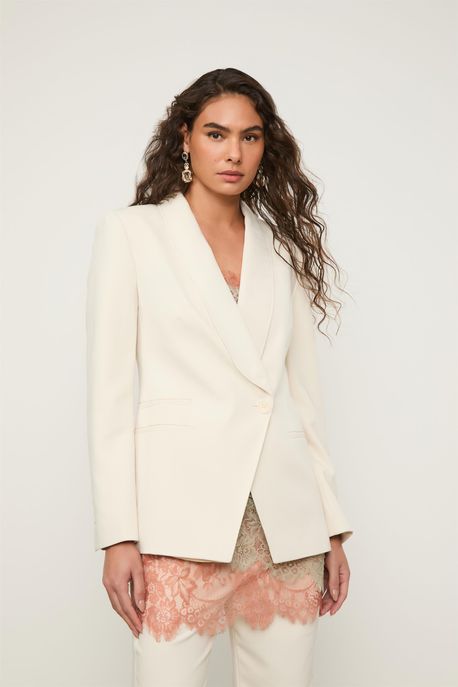 Blazer Com Lapela Arredondada Off White Branco Nata - 42