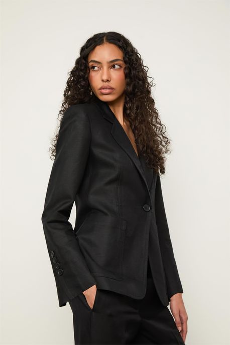 Blazer Slim Com Bolsos Arredondados Preto - 40