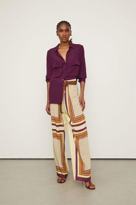 Calça Pantalona Estampada Est Lenco Cobogo Modart e Acai - 36