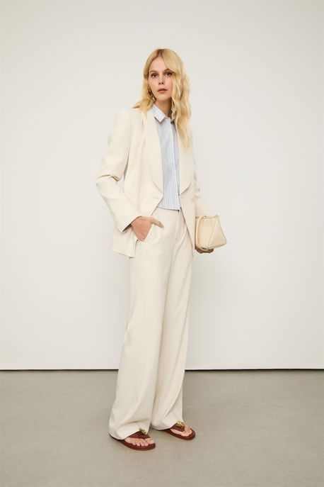 Calça De Alfaiataria Reta Off White Branco Nata - 36