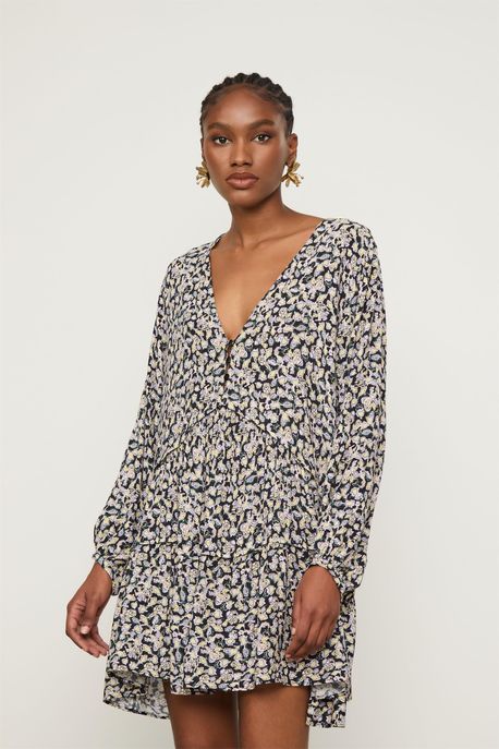 Vestido Curto Camadas Estampado Est Liberty Brumas Exotique e Limeade ¨ - 44