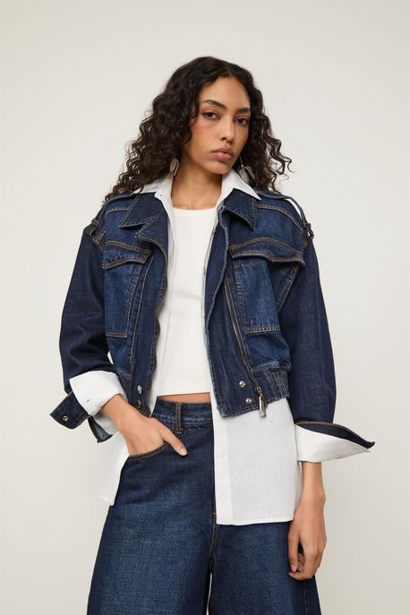 Jaqueta Jeans Perfecto Jeans Escuro - P