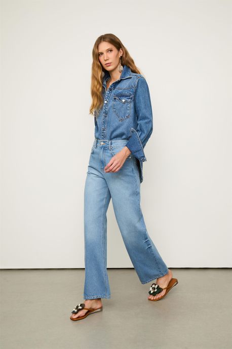 Calça Jeans Reta Lavagem Clara Jeans Claro - 36