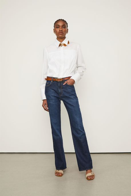 Calça Jeans Fenda Costas Jeans Escuro - 36