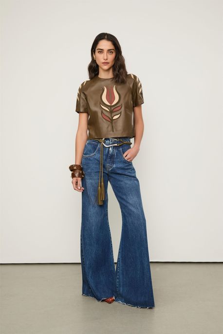 Calça Jeans Cos Desfiado Flare Blue Jeans Medio - 42