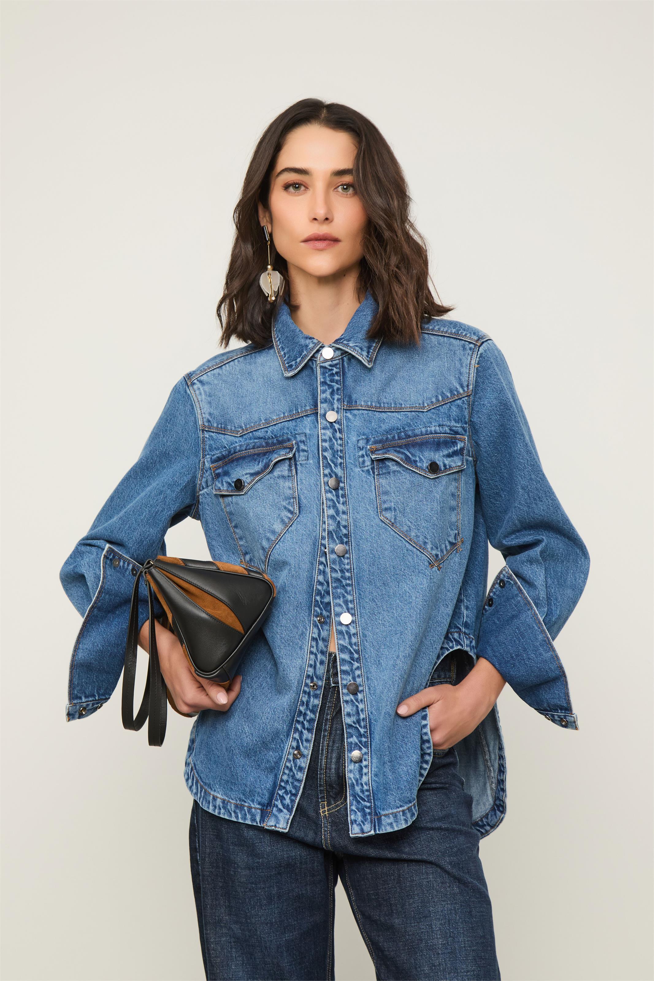 Camisa Jeans Cintura Costas