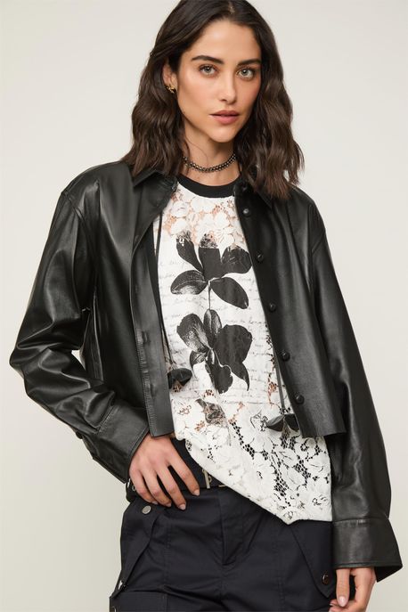 Camisa De Couro Classica Preto - 44