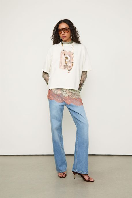 T-Shirt Fun Carta Off White - GG
