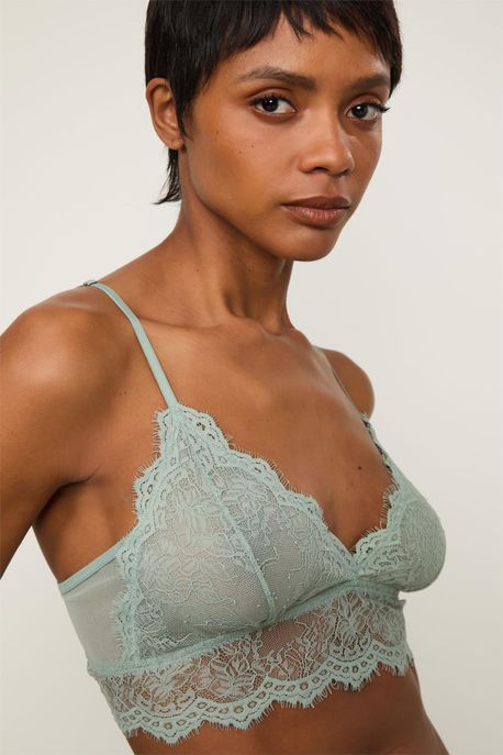 Soutien Renda Bico Intimates Tule Color Cinza Spray - G