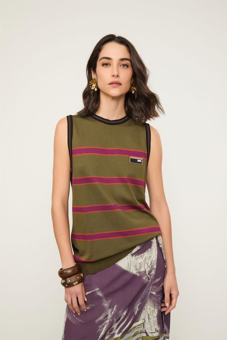 Regata Tricot Oversized Esportiva Verde Thyme/ Roxo Acai / Laranja Modart - G