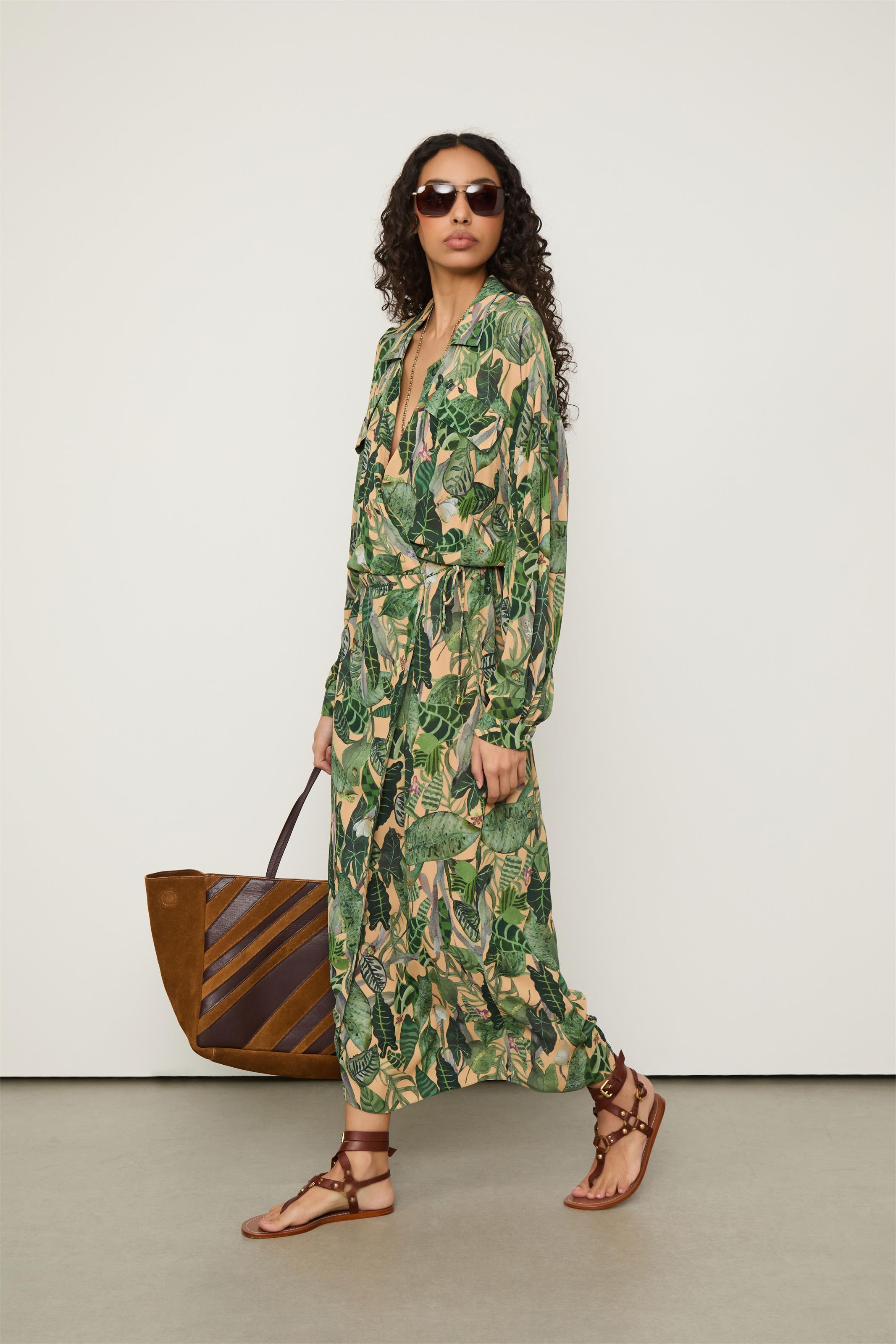 Vestido De Georgette Midi Estampa