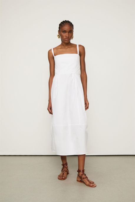 Vestido De Algodao Recortes Branco Branco - 40