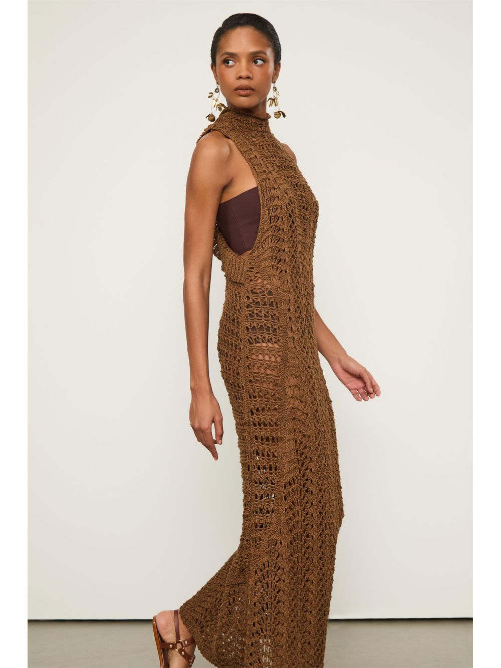 Animale — Vestido Tricot Decote Nadador Longo