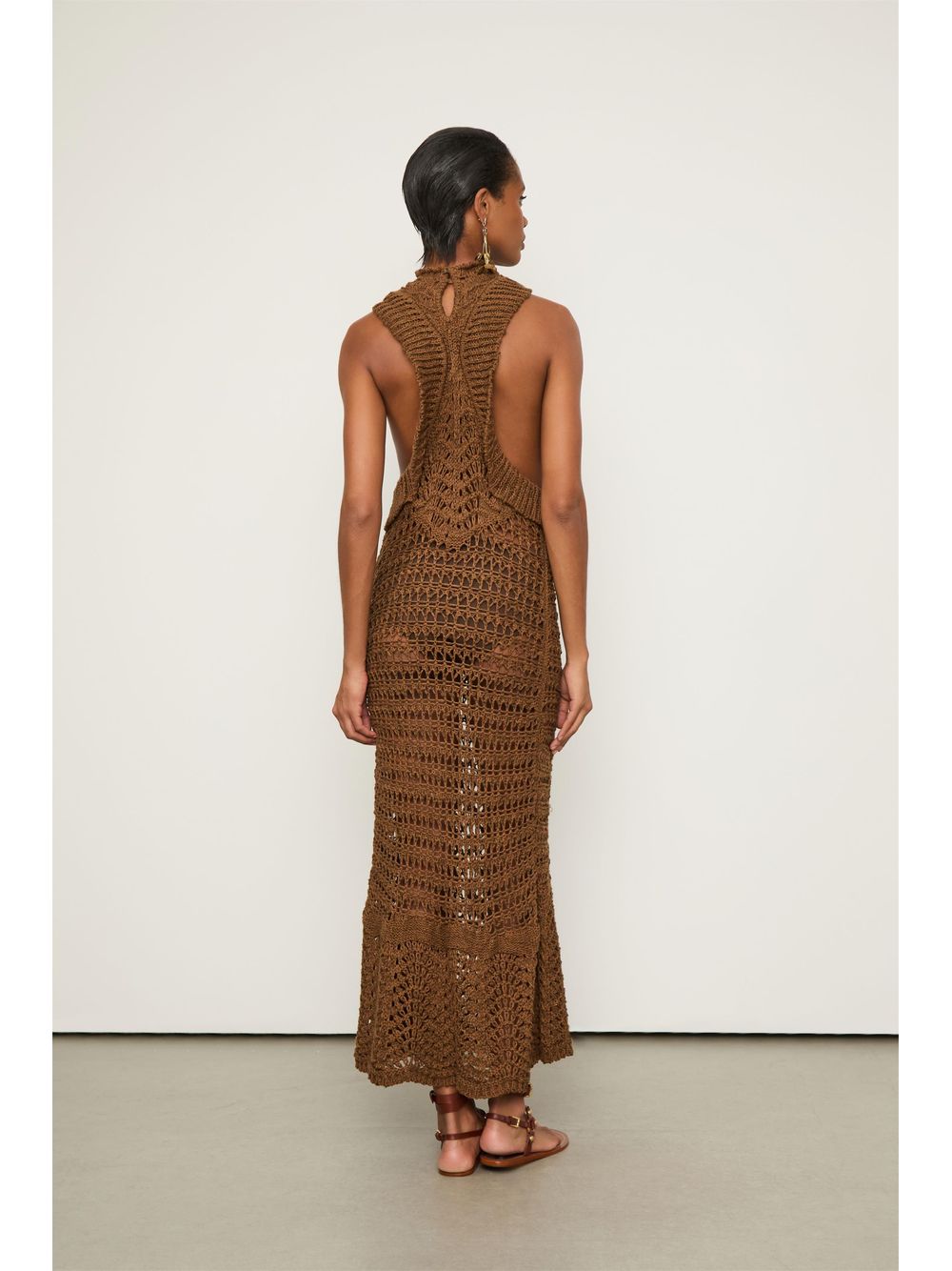 Animale — Vestido Tricot Decote Nadador Longo