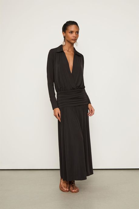 Vestido Jersey Pala Transpassado Preto - G